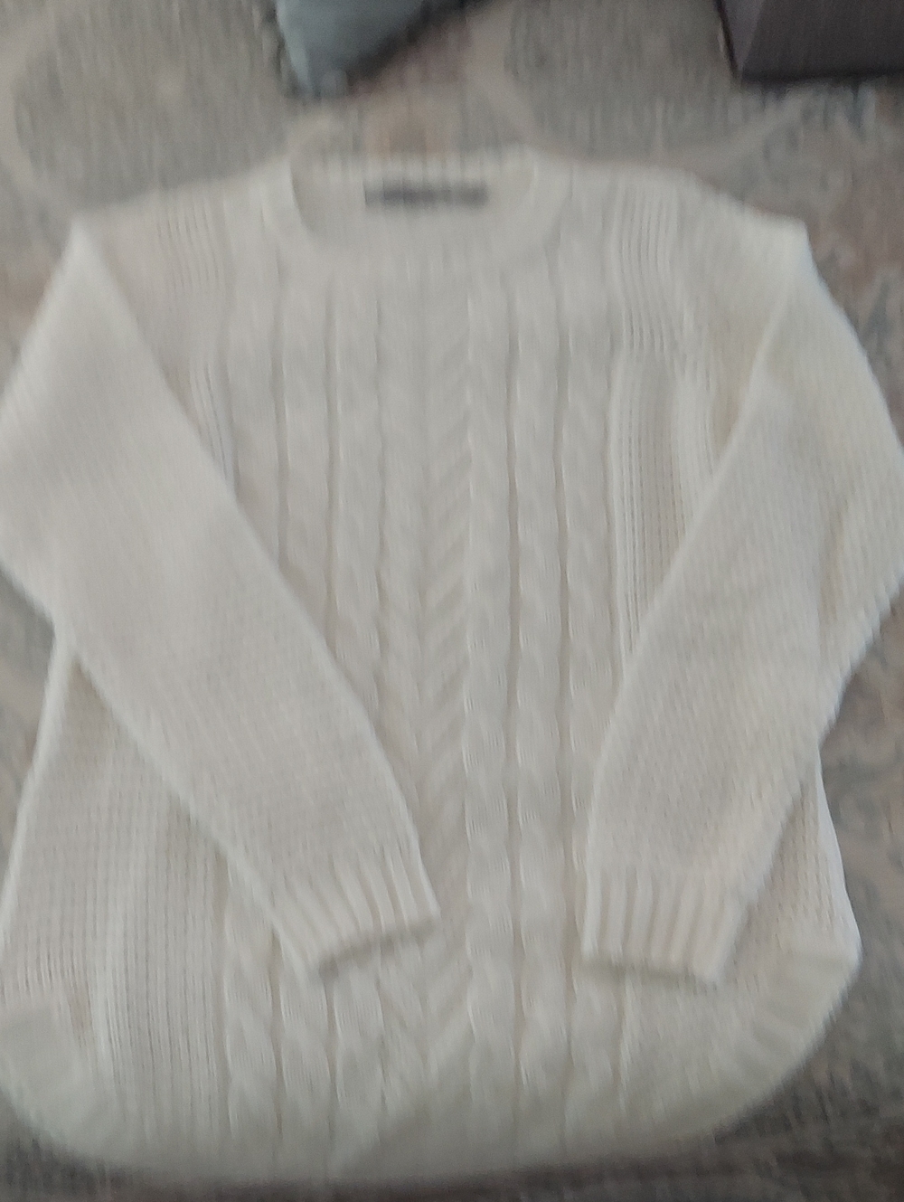Jason Maxwell Cream Cable Knit Crewneck Sweater